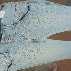 Vintage Cache denim jeans,sz O ,crystals & beads,,beautiful jeans..NEW Pair